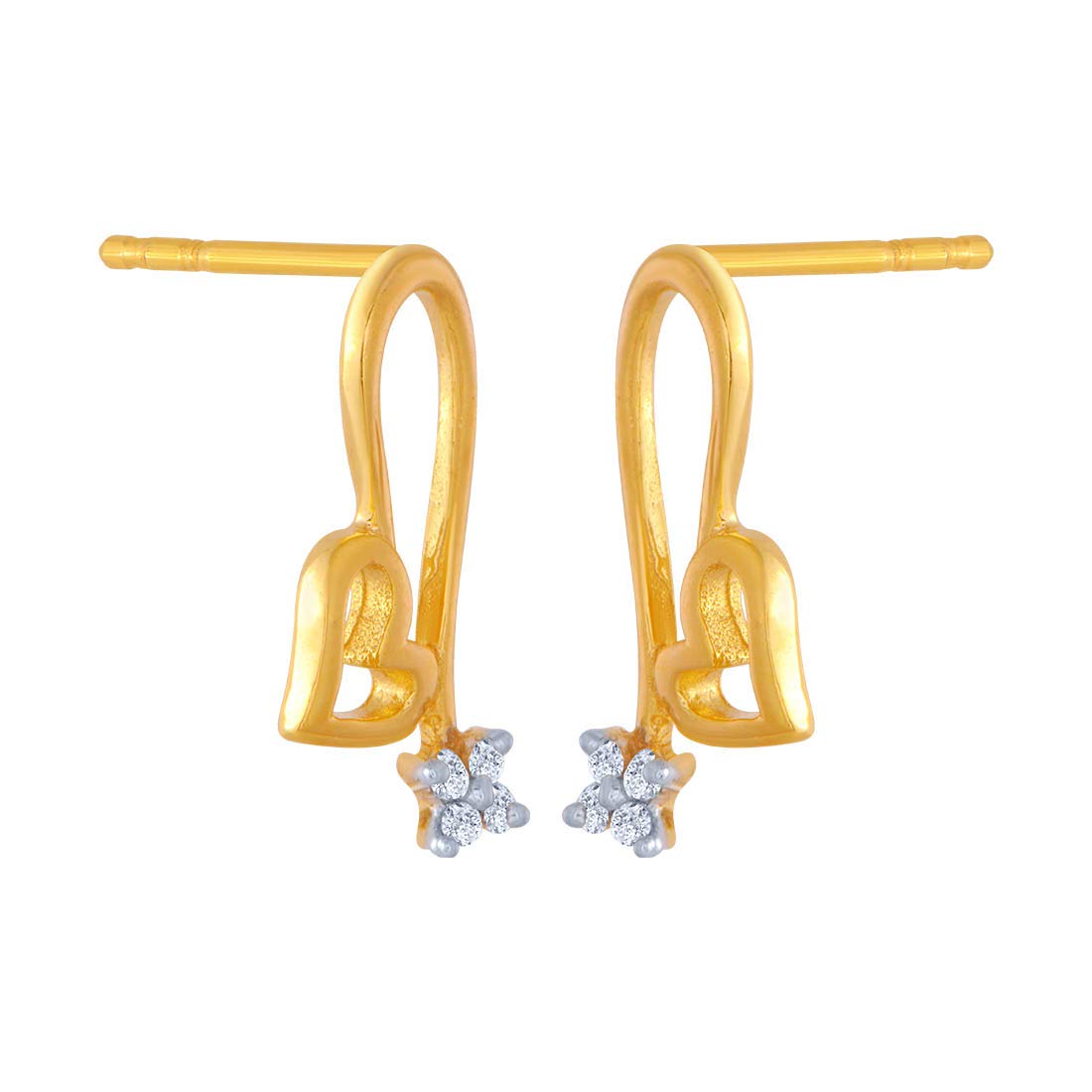 P.C. Chandra Jewellers 14k (585) Yellow Gold and American Diamond Stud Earrings for Women