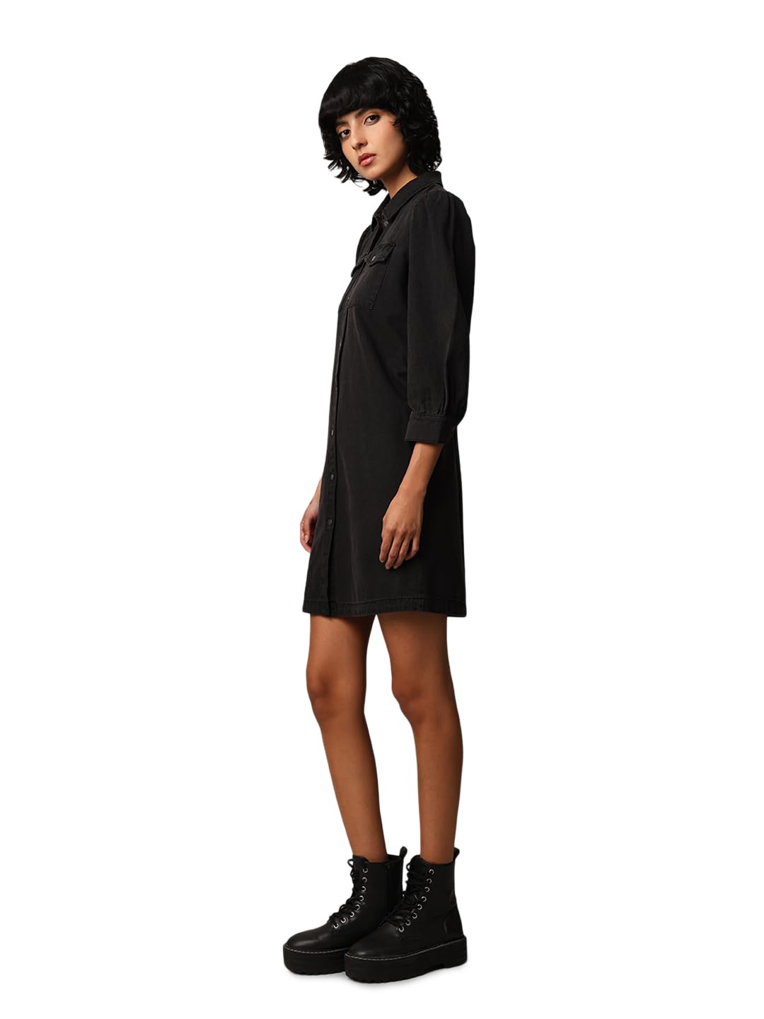 ONLY Women Black Shirt Mini Dress