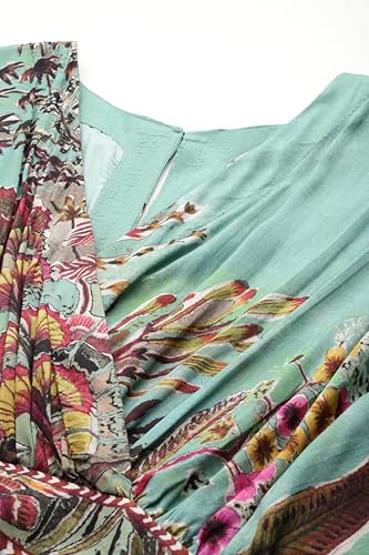 Ritu Kumar V-Neck Half Sleeves Dress Green