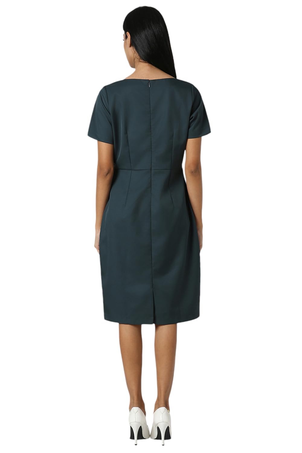 Van Heusen Women Women's Polyester Blend Modern Above The Knee Dress (VWDRCRGFP86180_Dark Green