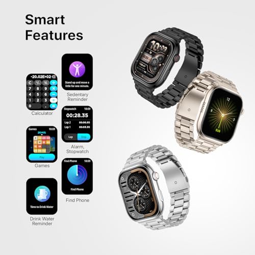 Fire-Boltt Brillia Pro Smart Watch with 51.3mm (2.02 inch) AMOLED Display, Bluetooth Calling, SpO2, Heart Rate Monitoring, 120+ Sports Modes, IP67 Waterproof, Long Battery Life (Silver Chain)