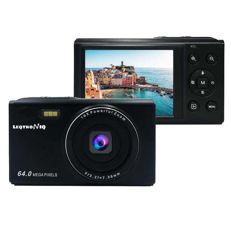 LEQTRONIQ 4K Digital 48 MP Camera with 32GB SD Card, 16x Digital Zoom & Autofocus for Recording, Vlogging, Streaming with 1 Year Warranty (2 Batteries)