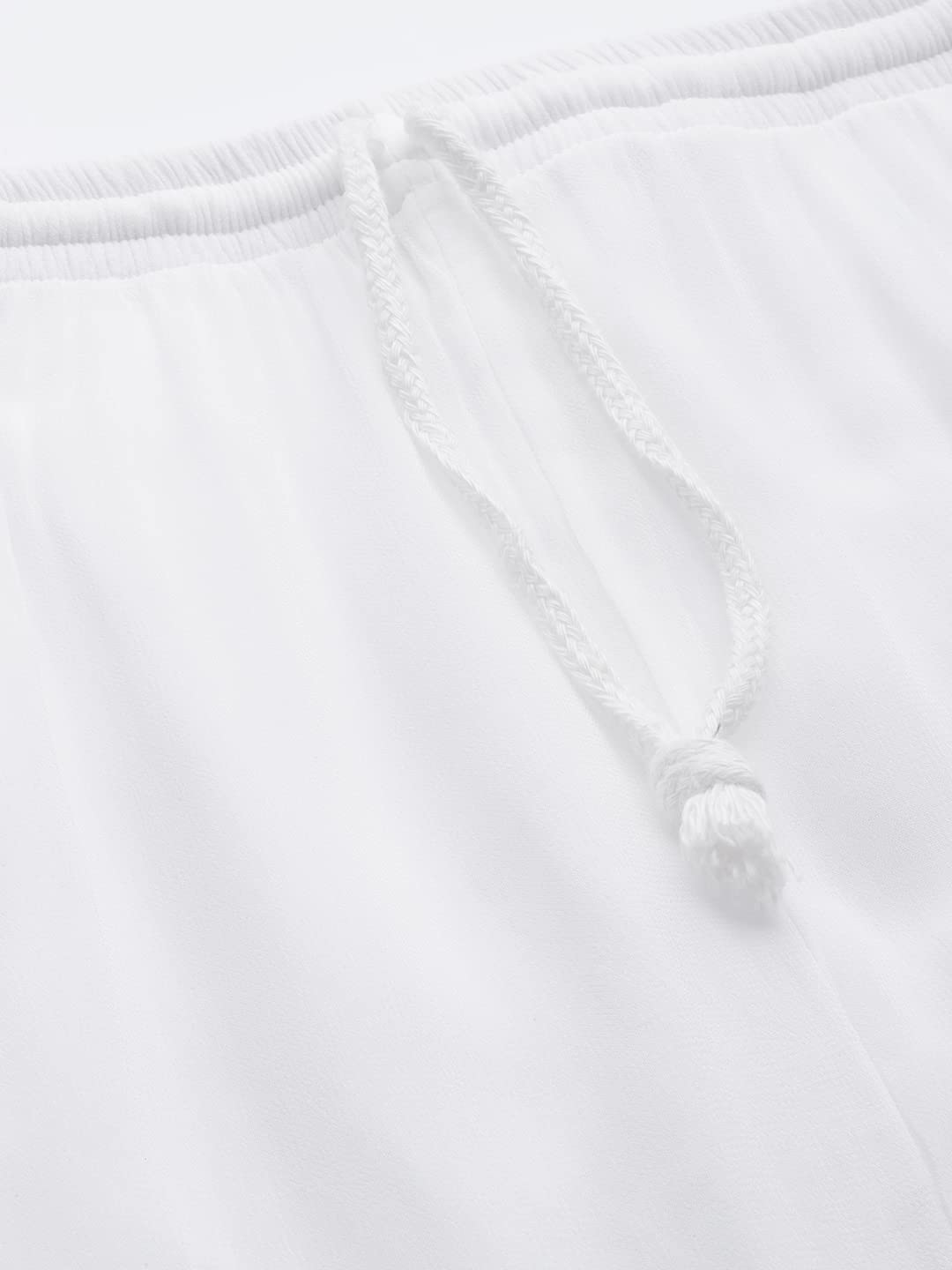 Ada Lucknow Chikankari Hand Embroidered White Cotton Palazzo Pant for Women A711163 (L)