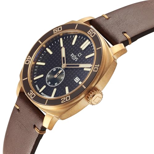 Xylys Patina Quartz Analog Brown Dial Brown Leather Strap Watch for Men