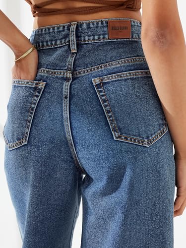 Dolce Crudo Women's High Waist Straight Fit Jeans (DOSS24DEN79-19-349-34, Ultramarine Blue, 34)