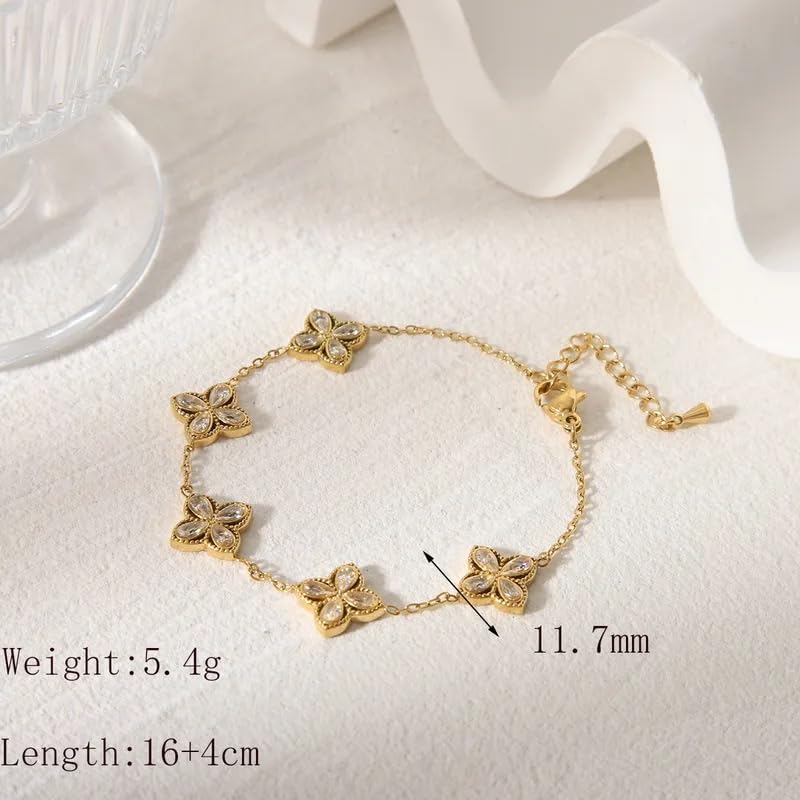 TAKSH LUXE Virgo Classic Acrylic, Zircon Stainless Steel, 18k Gold Plated Stylish Bracelet for Women