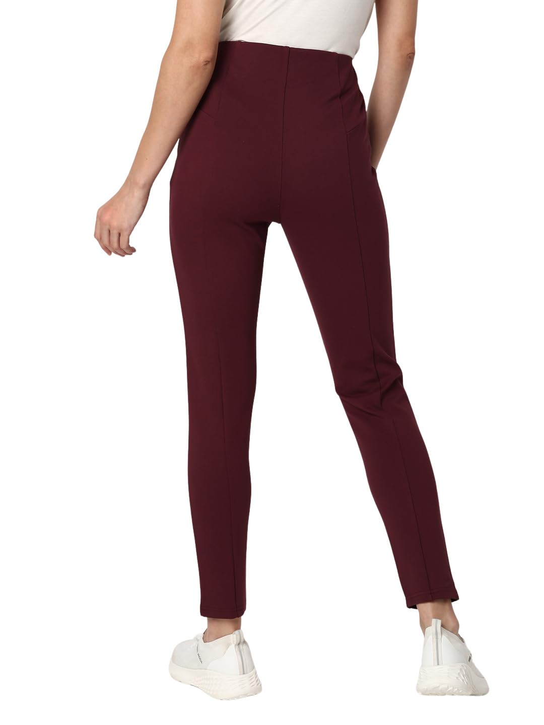 VERO MODA Women Solid Maroon Rayon Skinny Fit High Rise Jeggings