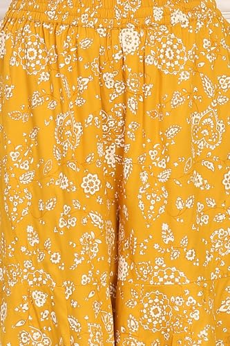 W for Woman Floral Printed Embroidered Neck Flared Kurta, Sharara and Dupatta Set (Size: S)-WS12733-125817