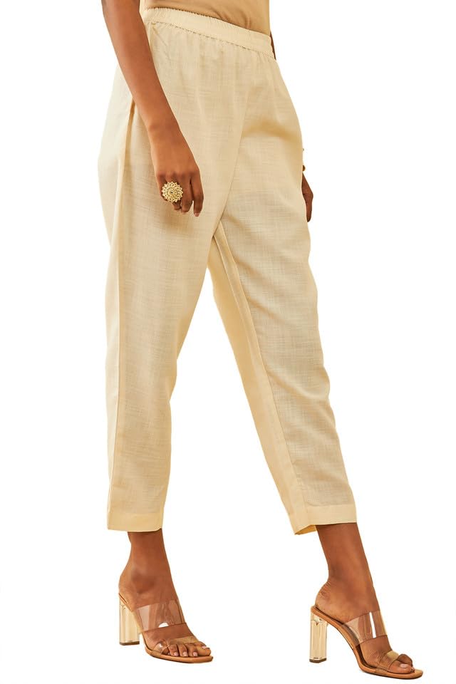 Soch Womens Cream Chanderi Floral Embroidered Suit Set with Zari