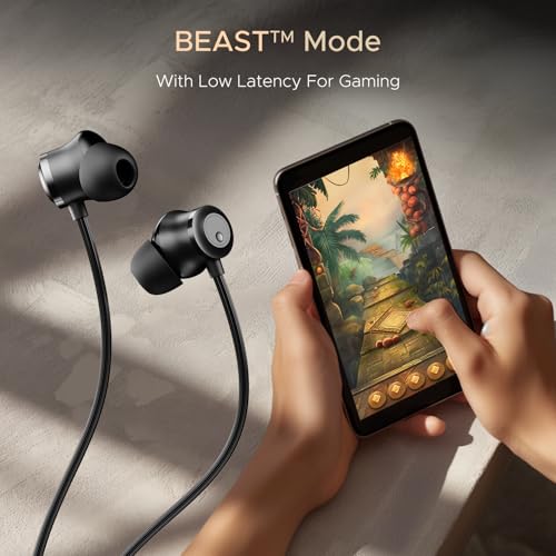 boAt Rockerz 255 Z Plus, AI-ENx Tech, Spatial Audio, 50HRS Battery, Low Latency Mode, Fast Charge, App Support, IPX4, GFPS, BT v5.3, Bluetooth Neckband, Wireless with Mic Earphones (Classic Black)