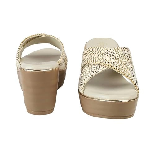 tresmode TULSA Cream Women's Dress Wedge Heel Sandals in Size 3 UK / 36 EU