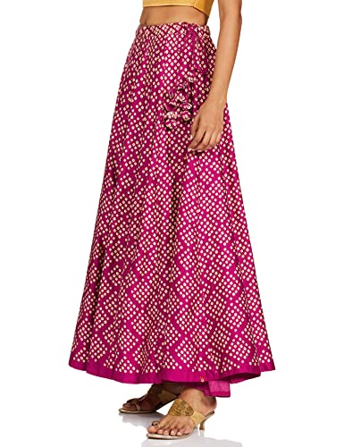 BIBA Women Printed Flared Mix and Match(Twirl TR17071_Meganta_L-XL) Magenta