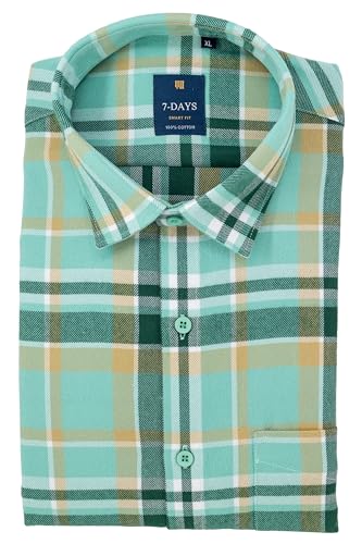 flannel shirt for men cotton, winter shirts for men casual wear, premium branded shirt for man regular fit, full sleeve shirts for man stylish checks, Slim size 38 M Gents Green checked checkered