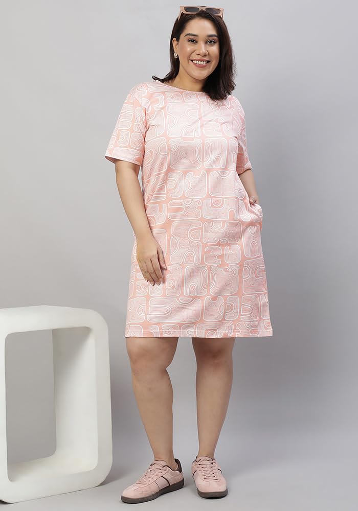 Wear Your Opinion Women's Plus Size Knee Length Western T-Shirt Dress (Design: Abstract Doodle, 2XL, White)