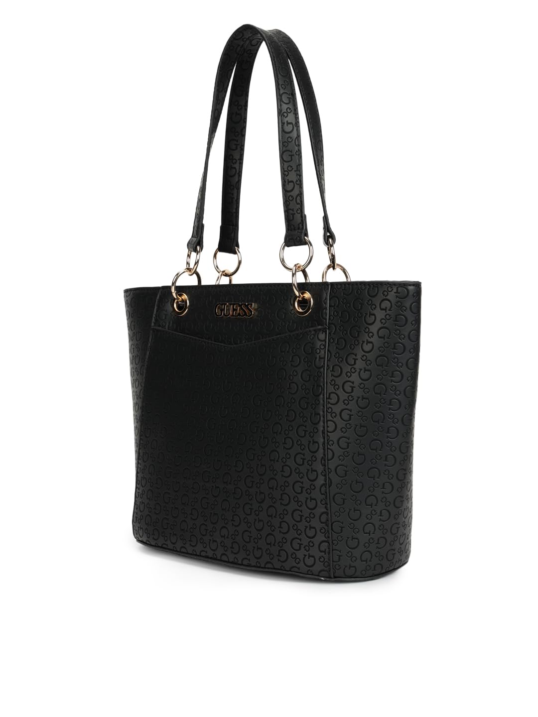 Guess Embossed Black Women Tote Bag