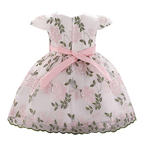 Hopscotch Girls Fit And Flare Knee-Length Floral Applique Party Dress In Peach Color for Ages 12-24 Months
