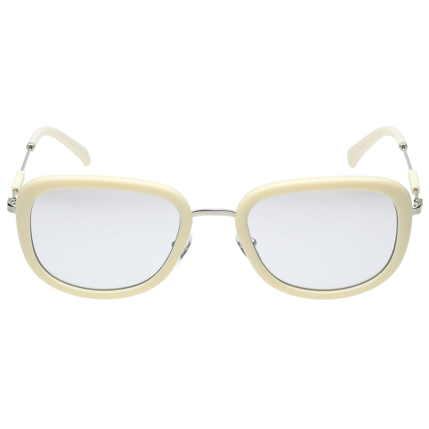 Calvin Klein Jeans|White Full Frame Oval Sunglasses|100% UV Protected (Uv 400) Silver Reflector Mirror Lens|Women's|Small|CKJ 18700 110 53 S