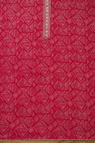 Soch Womens Fuchsia Jam Cotton Bandhani Print Unstitch Dress Material With Beads And Stones