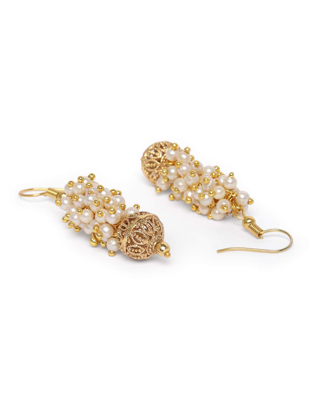 ACCESSHER Traditional Gold Plated Long Necklace Set with Earrings | Pearl Beaded Ethnic Jewellery Set for Wedding For Women & Girls