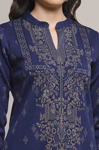 Biba Women Navy Polyester Straight Yarndyed Kurta_32
