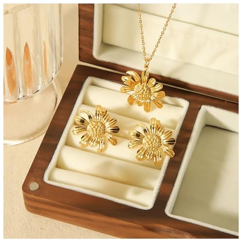 Elegant Stainless Steel Jewellery Set for Women | Gold Plated Necklace, Bracelet & Earrings | Bridal, Party & Festive Jewellery | Cute & Stylish Fashion Jewellery for Girls | Romantic Gift for Valentine’s, Birthday & Anniversary for Wife, Girlfriend & Gir