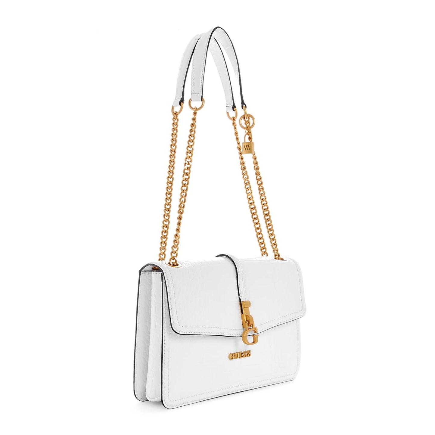 GUESS Women's White Solid Crossbody Bag| Ladies Purse Handbags | Gift For Ladies