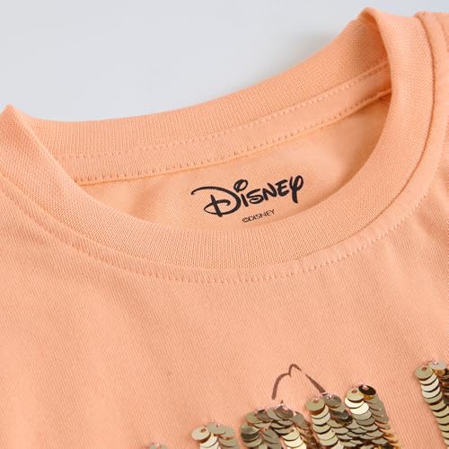 Hopscotch Boys Short Sleeves Orange 2-Pc Simba Sequined Cotton Joggers Set For Age (3-4 Years)