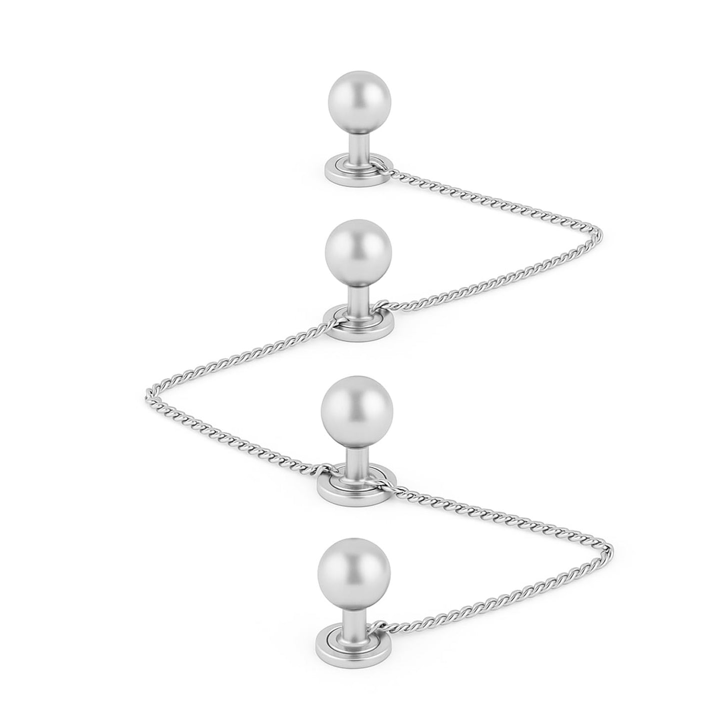 THANU'S CRAFT White Stone Silver Plated Kurta Buttons Studs Cufflinks With Chain For Men And Women