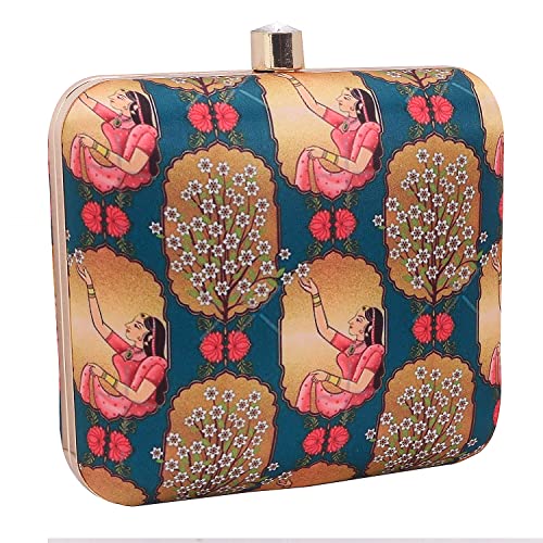 SWISNI Multicolour ethnic digital printed box clutch II Women's Traditional Designer Clutch For Women & Girls II PRINTED CLUTCHES