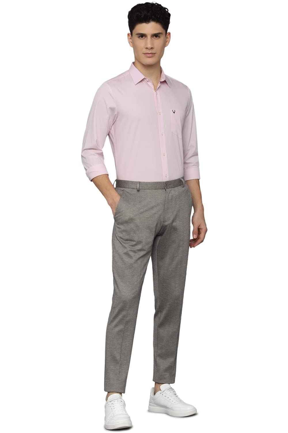 Allen Solly Men's Solid Regular Fit Shirt (ASSFQMOBR94155_Pink 42)