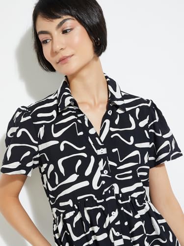 Max Women's Nylon A-Line Below The Knee Dress (PA25DRS11_Black