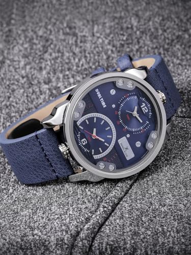 Daniel Klein Leather Analog Blue Dial Men's Watch-Dk11125-2