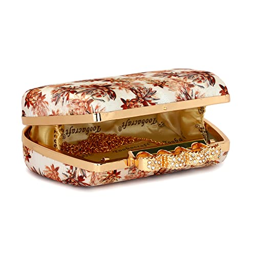 TOOBA Handicraft Hand Beautiful Bling Box Clutch Bag 4 Ring Purse for Bridal, Casual, Wedding Bag for Women & Girls Bag for Women