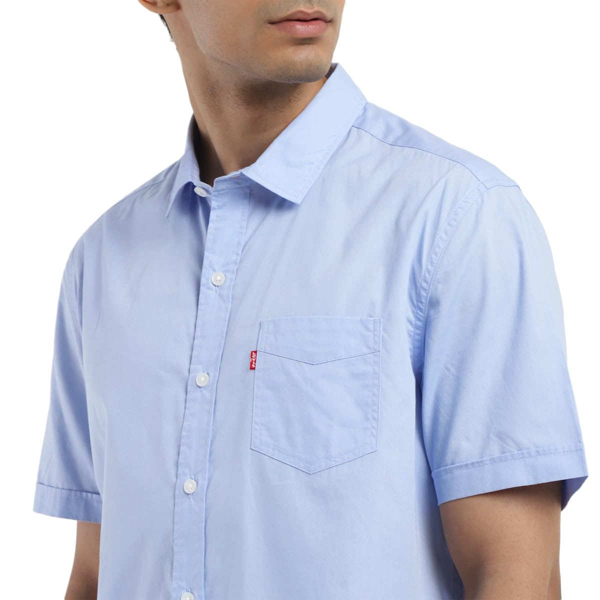 Levi's Men's Spread Collar Slim Fit Solid Shirts Blue