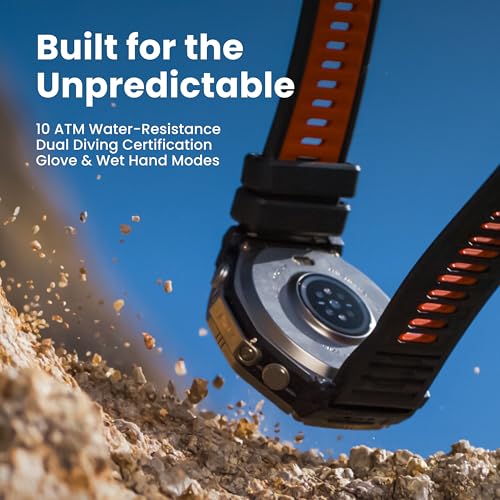 Amazfit T-Rex Ultra 2 Dual-Band GPS Outdoor Smartwatch, 51mm Ti Body, 1.5" Sapphire AMOLED Display, Flashlight, 30 Days of Battery, Offline Maps, 10 ATM, 180+ Sports Mode for Android & iPhone, Black