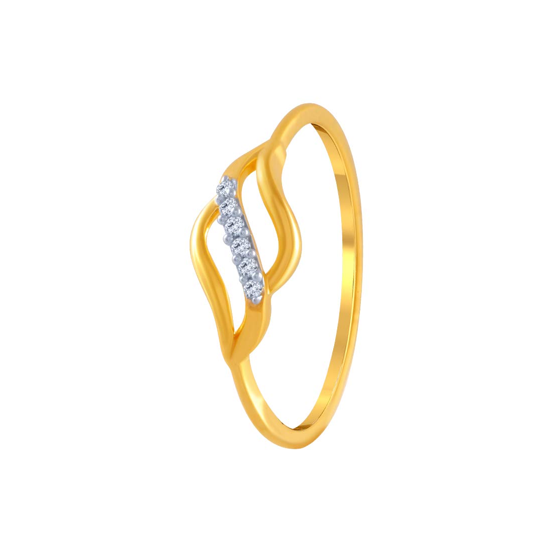 P.C. Chandra Jewellers Women's Metal Yellow-Gold 14k (585) Yellow Gold and American Diamond Ring - 0.978 Grams