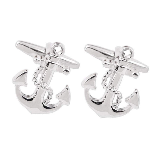 Peora Silver Plated Nautical Anchor Cufflinks for Men Boys Business Corporate Wedding Gift
