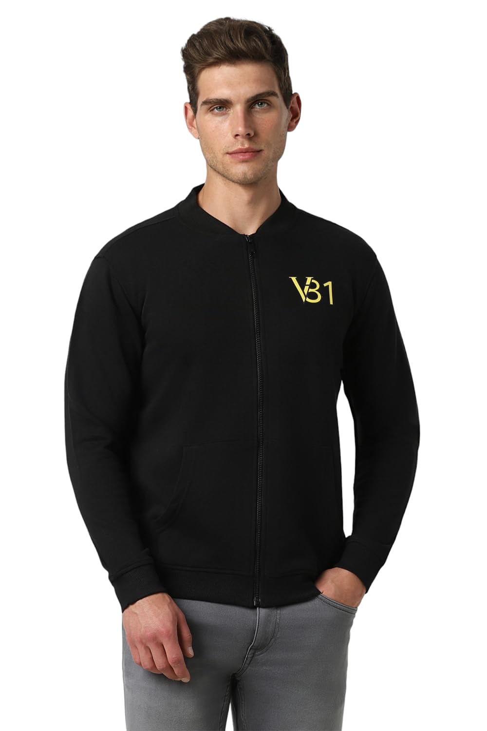 Van Heusen Mens Cotton Blend Round Neck Regular Sweatshirt_(VSSTURGP424898_Black_M)