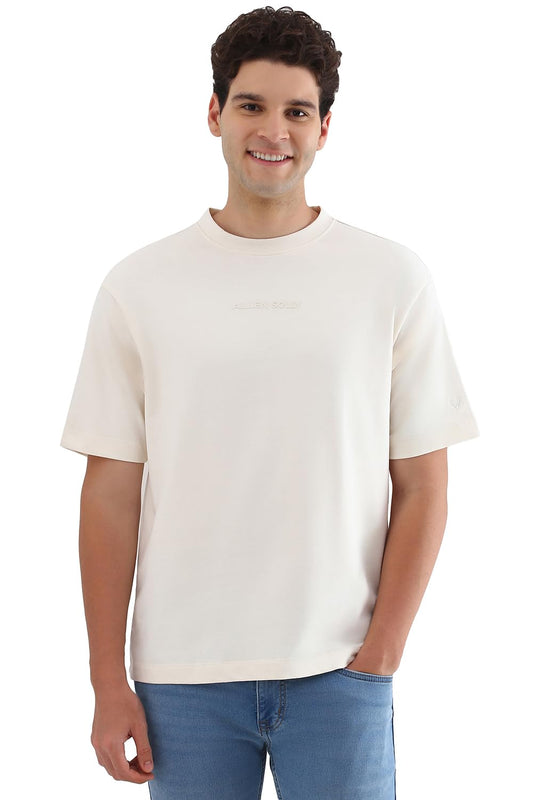 Allen Solly Men Beige Graphic Print Crew Neck Graphic T-Shirts