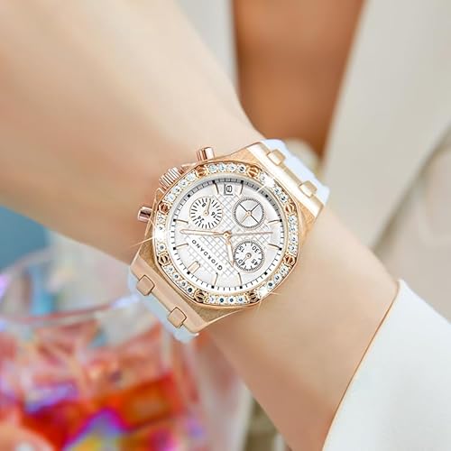 Giordano Chronograph Watch for Women | Stainless Steel Case, Crystal Bezel | Modern & Stylish Timepiece with Comfortable Silicone Strap