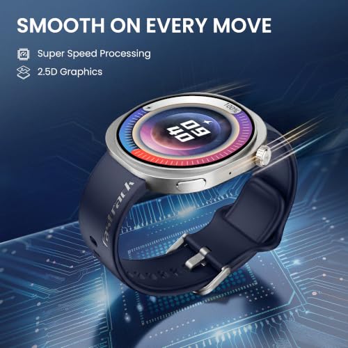 Fastrack Revoltt FR3 Pro Smartwatch with 1.43” AMOLED Display,Dynamic 60Hz Refresh,Nitrofast Charging,HRM,SpO2,Sleep,Multiple Menu Style,Functional Crown,IP68, BT calling,24/7 Health Suite - Dark Blue