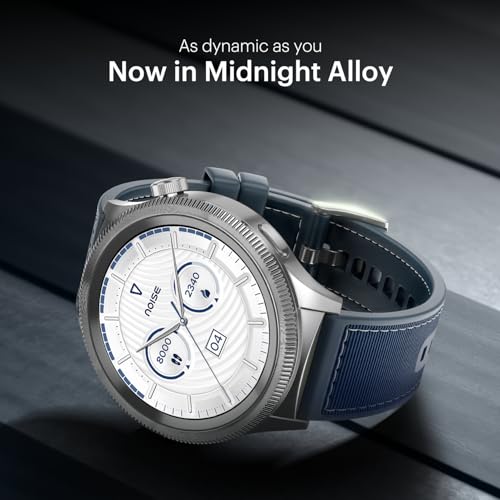 Noise Halo 2 Limited Edition Smart Watch 1st Ever Functional Rotating Dial (Axe-Cut Bezel), 1.43" AMOLED, Stainless Steel Build, Custom Transition Effects, BT Calling, Health Suite (Midnight Alloy)