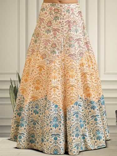 Zeel Clothing Women's Zari and Digital Print Work Art Silk Lehenga Choli with Dupatta (5073-Multi-Womens-Lehenga-Choli-New; Free Size)