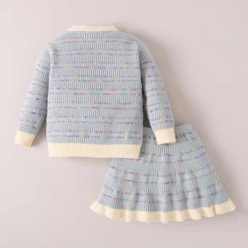 Hopscotch Girls Full Sleeves Textured Print Grey Skirt set For Ages (3-4 Years)