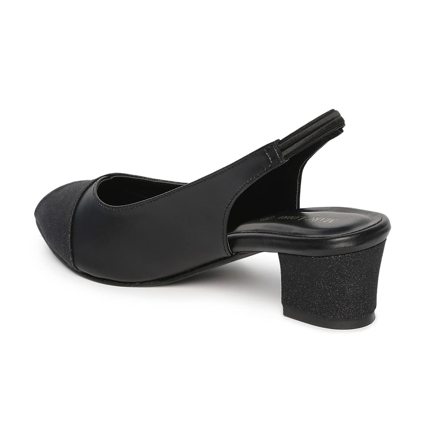 Marc Loire Women's Black Slip-On Block Peep Toe Heel Fashion Sandals,6