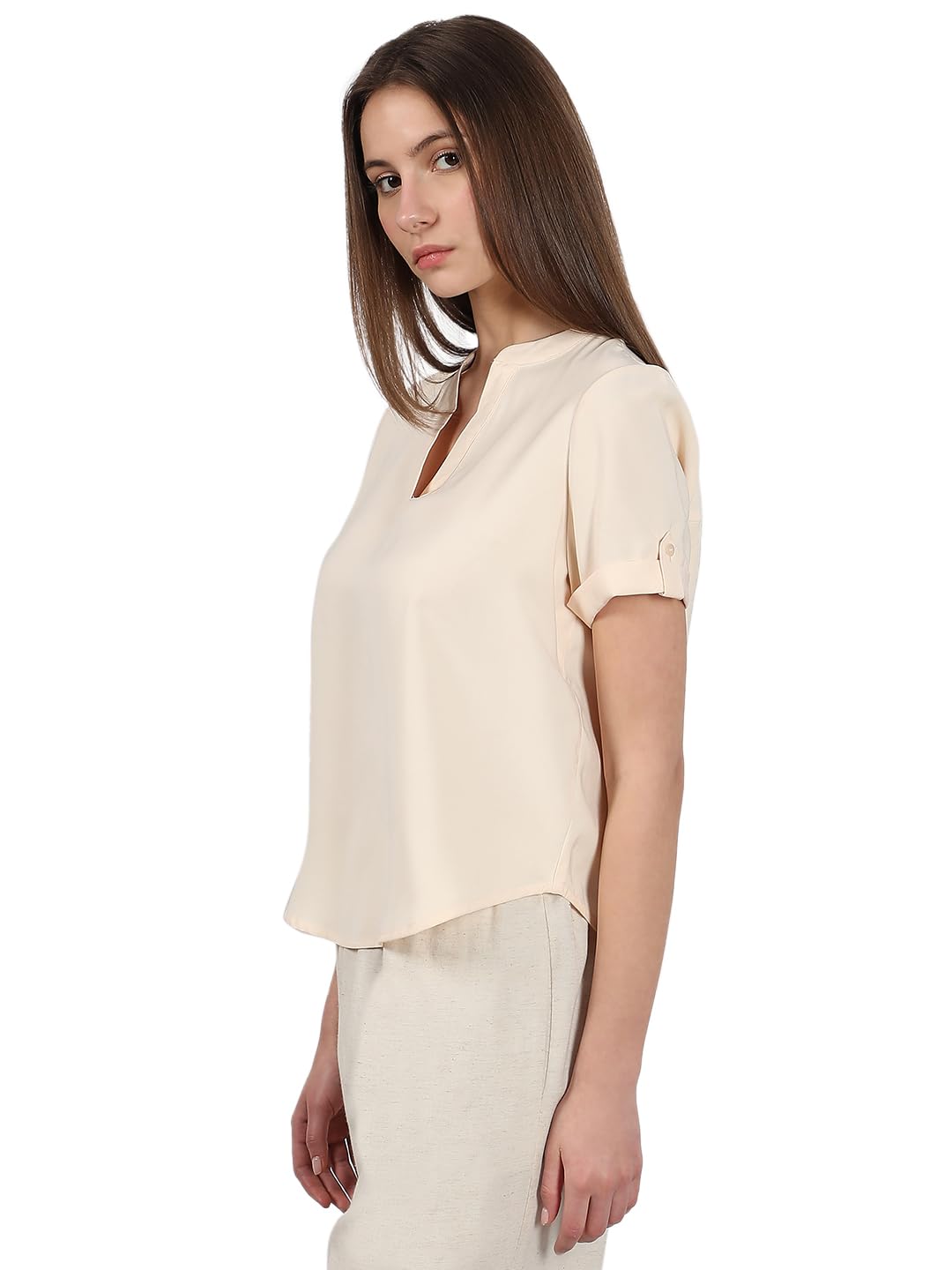 VERO MODA Women's Regular Fit Beige Top