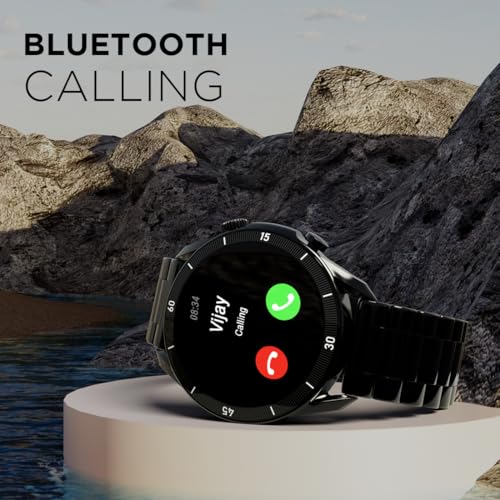 Fire-Boltt Legacy Luxury Round Smart Watch 1.43″ Super AMOLED,Bluetooth Calling,Wireless Charging,Voice Assistant,SpO₂ & Heart Rate Monitor,110+ Sports Modes, Metal Smart Watch for Men & Women - Black