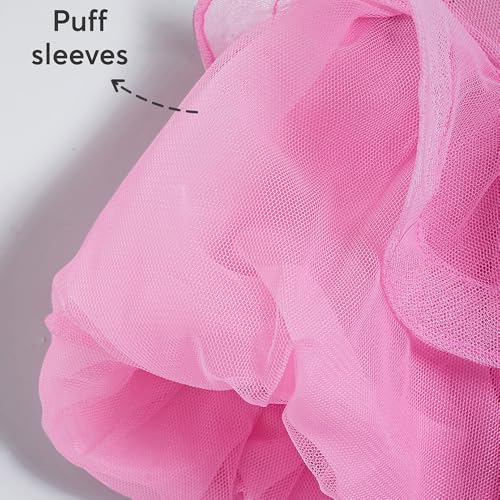 Hopscotch Girls Pink Short Sleeves Floral Applique Ruffled Gown for Age (6-7 Years)