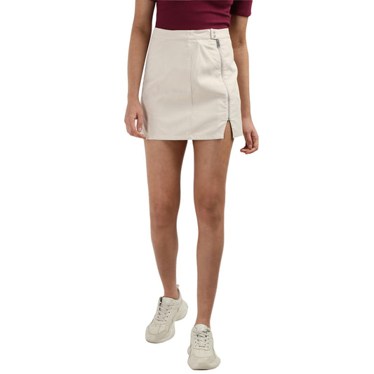 Tommy Hilfiger Beige Tencel Solid Women Slim Fit Skirt