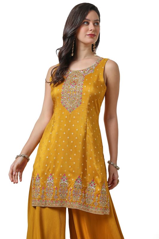 Soch Women's Brocade Salwar Suit (OWA4CD21032A_Mustard